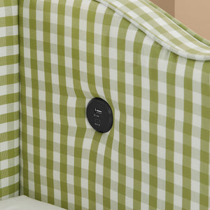 Gingham Daybed With USB Charging Port, Wave-Shaped Design