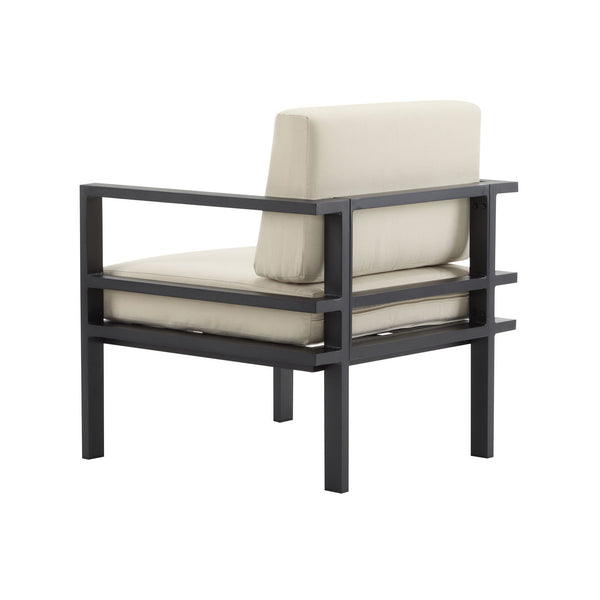 Modern 3 Piece Outdoor Patio Seating Set With Aluminum Frame And Weather Resistant Cushions - Beige / Gray