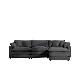 Modular Oversized Cushion Sofa With Ottoman, Low Back, Deep Seating Sofa Set