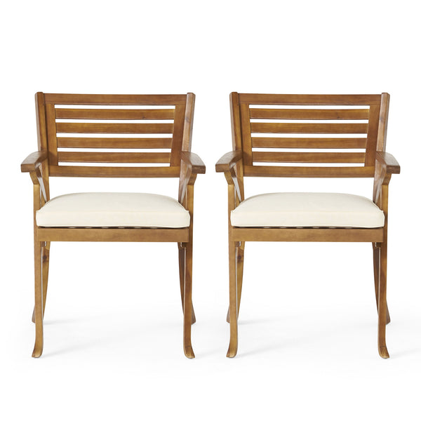 Outdoor Hermosa 5 Piece Wood Dining Set With Cushions - Teak / Beige