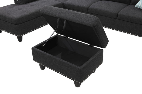 Alger - Left Hand Facing Sofa & Chaise With Ottoman