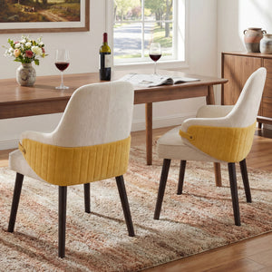 Indoor Dining Chair (Set of 2) With Sturdy Frame - Beige / Yellow