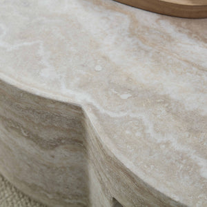 Clover Round Coffee Table With Open Storage - Marble