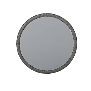 Achill - Outdoor Modern Boho Wicker Side Table With Glass Top - Gray