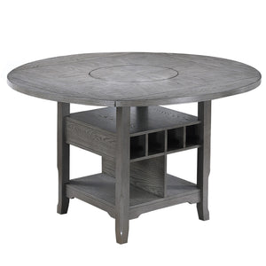 Contemporary Counter Height Dining Set With Built In Lazy Susan
