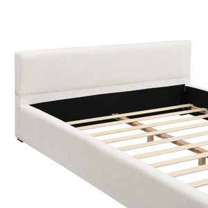 Queen Bed Wide Edge With Soft Upholstery - Beige
