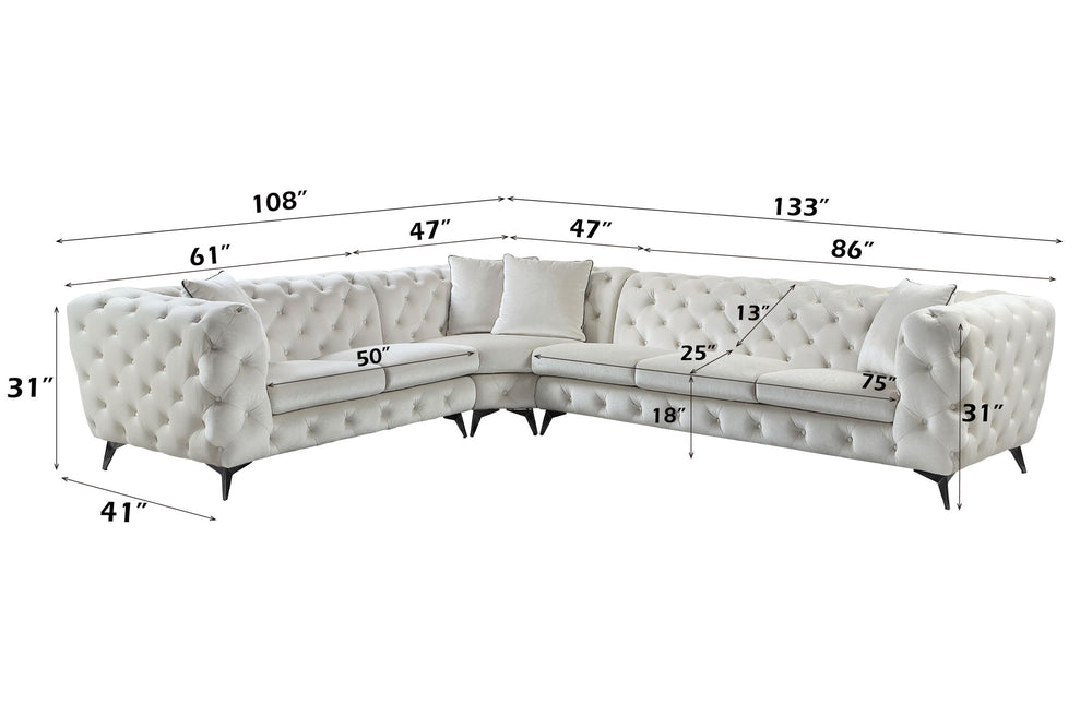 Atronia - Sectional Sofa With 4 Pillows - Beige