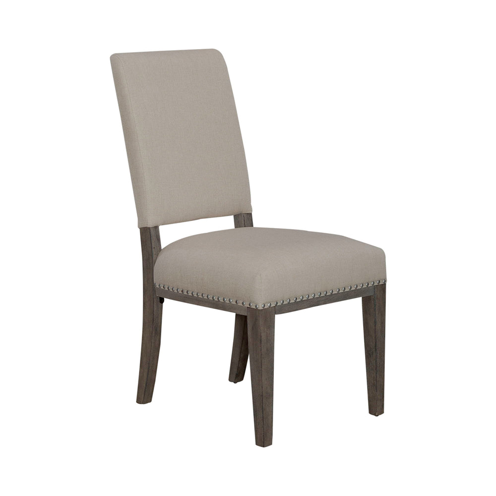Westfield - 5 Piece Pedestal Table Set (Upholstered Side Chairs) - Havana Brown