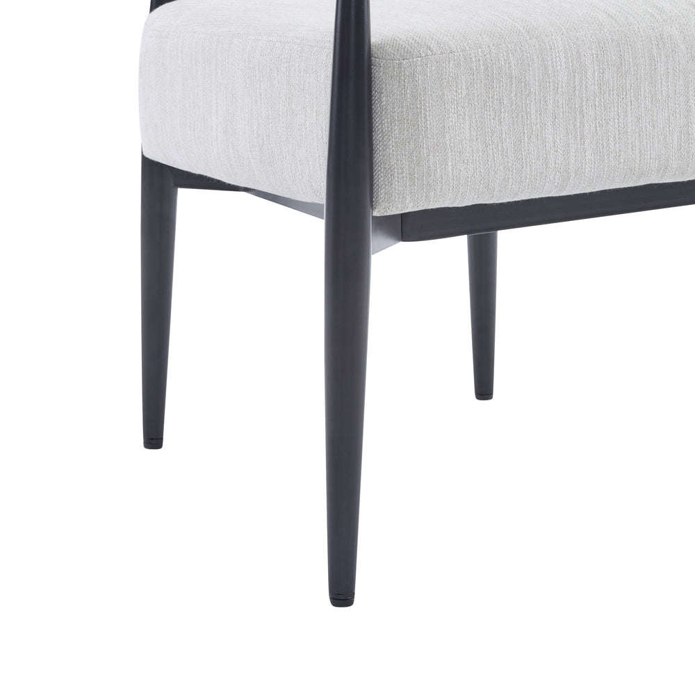 Mid Century Modern Upholstered Accent Armchair With Tapered Legs - Beige / Black / Gold