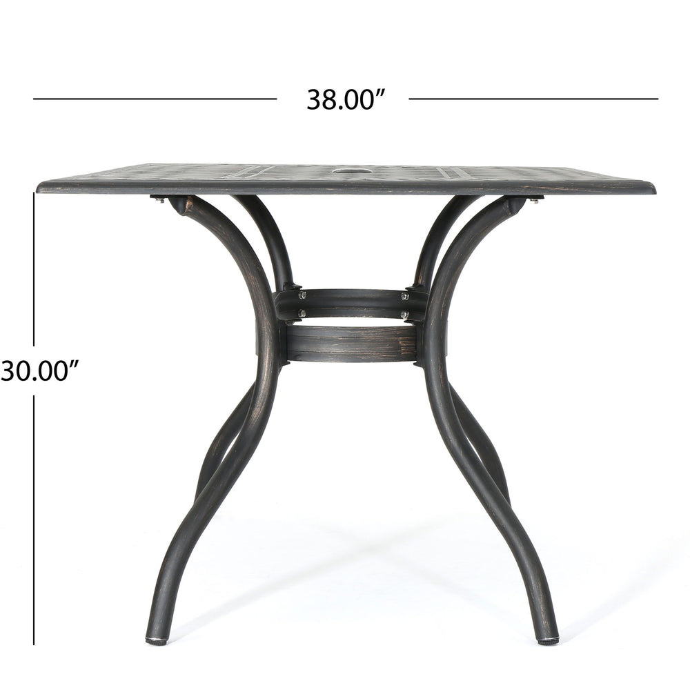 Enchantia - Outdoor Rectangular Dining Table With Weave Tabletop And Flared Legs - Copper