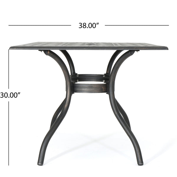 Enchantia - Outdoor Rectangular Dining Table With Weave Tabletop And Flared Legs - Copper