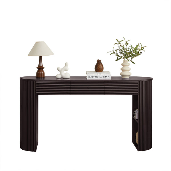 Retro Console Table With Storage, 3 Drawers