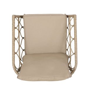 Bruce - Outdoor Club Chair Set With Water Resistant Cushions Rattan And Iron - Brown