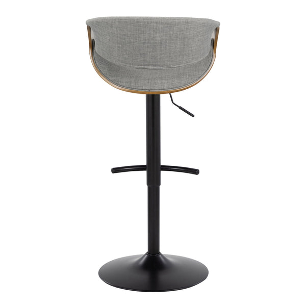 Curvo - Mid Century Modern Adjustable Barstool With Swivel & Rounded T Footrest (Set of 2)
