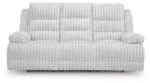 Rhines Falls - Reclining Power Sofa With Drop Down Table - Alloy