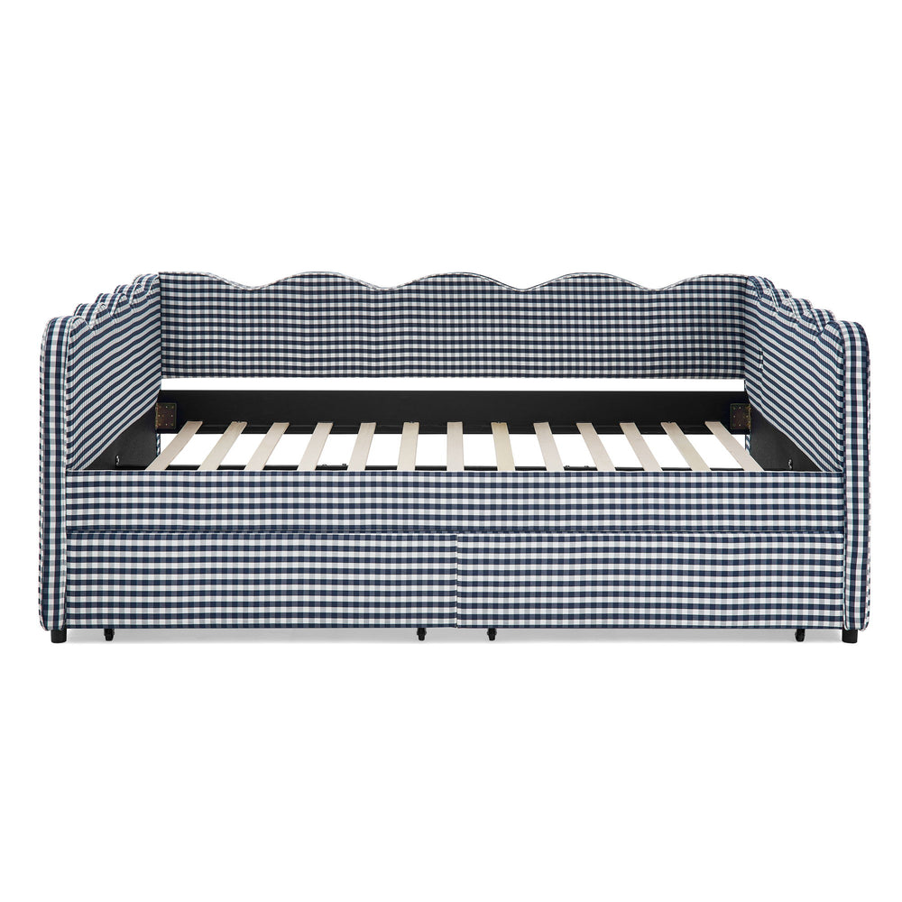 Gingham Daybed & USB Charging Port, Wave Shaped Design