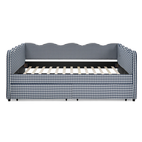 Gingham Daybed & USB Charging Port, Wave Shaped Design