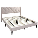 Elegant Bed With Upholstered Headboard, Platform Base