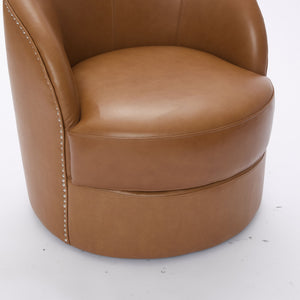 Swivel Accent Chair With 360° Smooth Spin - Black / Light Brown / Silver