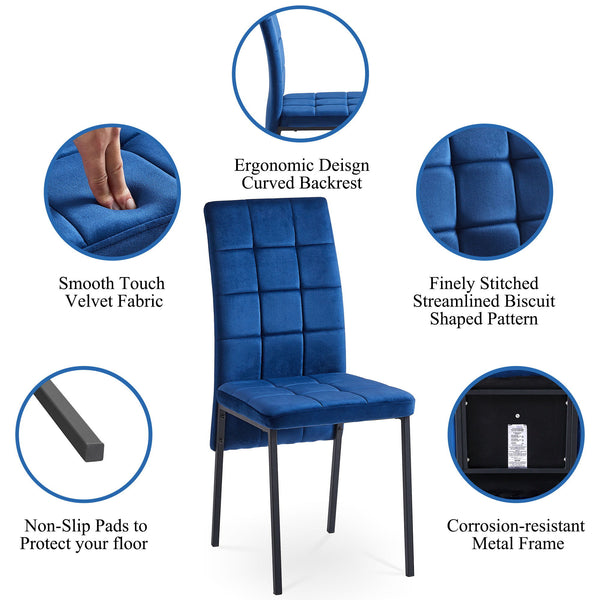 High Back Nordic Dining Chair Modern Fabric Chair With Legs (Set of 2)