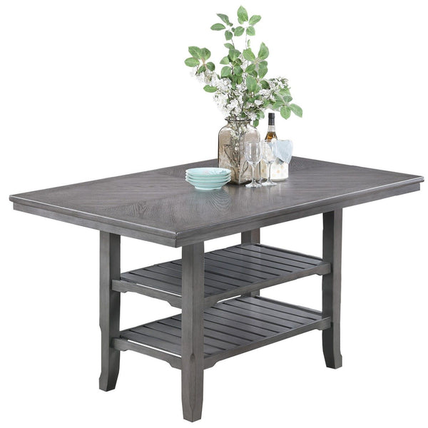 Dining Table 2 Shelves, Counter Height For Dining Room - Gray