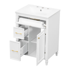 Freestanding Bathroom Vanity With Sink, Soft Close Door, Tip Out Drawer