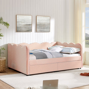 Gingham Daybed & USB Charging Port, Wave-Shaped Design