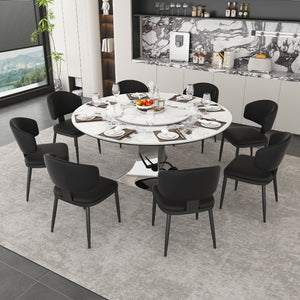 Round Dining Table With 6 Chairs Set - Silver
