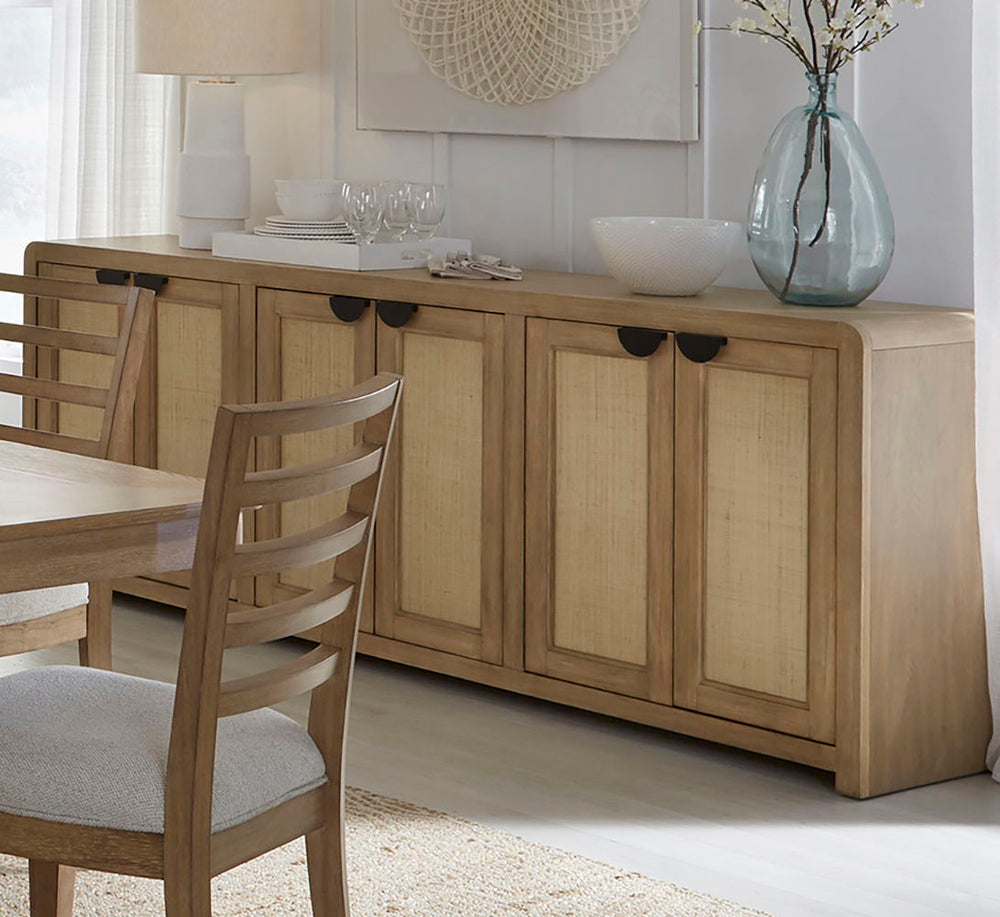 Escape - Console With Reversible Panel Doors - Glazed Natural Oak / Natural Cane
