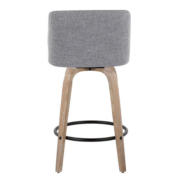 Toriano - Contemporary Fixed-Height Counter Stool & Swivel With Round Footrest (Set of 2)