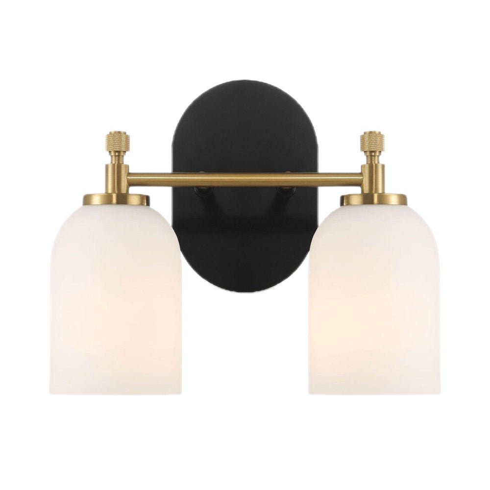 Vortex - 2 Lights Vanity In Style For Over Bathroom Mirror Wall Sconce - Black / Gold / White