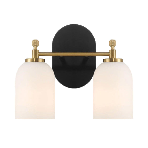 Vortex - 2 Lights Vanity In Style For Over Bathroom Mirror Wall Sconce - Black / Gold / White
