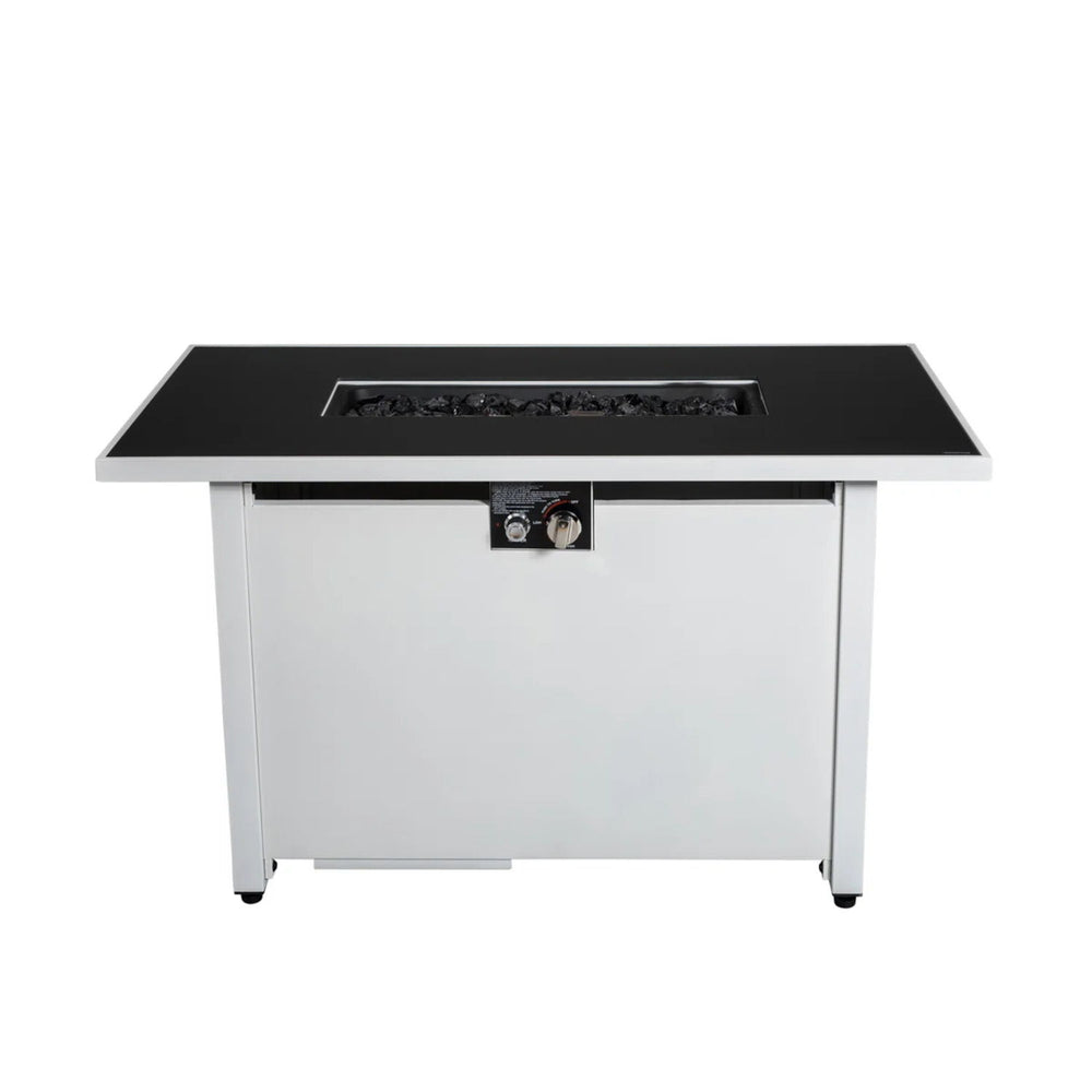 Outdoor 43" Rectangular Fire Pit Table With Adjustable Flame Control - White