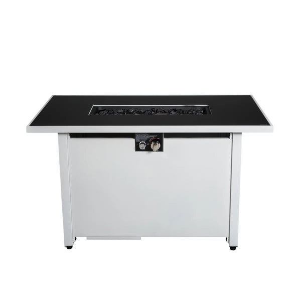 Outdoor 43" Rectangular Fire Pit Table With Adjustable Flame Control - White