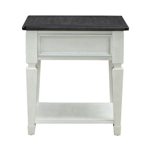 Allyson Park - Drawer End Table - Wirebrushed White / Charcoal