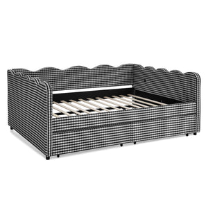 Gingham Daybed & USB Charging Port, Wave Shaped Design