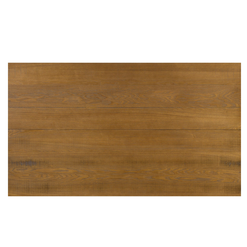 Farmhouse Style X Shaped Legs Dining Table With Moulded Details - Brown