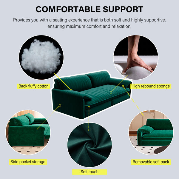 Queen Pull Out Sofa Bed, 3 In 1 Convertible Sleeper Sofa With Side Storage