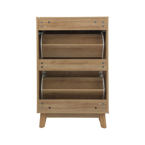 Entryway Shoe Cabinet With Flip Down Storage, Ultra Thin Freestanding Design For Home Use - Oak