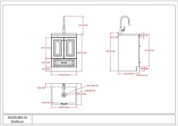 Lawrence - Laundry Cabinet With Faucet And Stainless Steel Sink