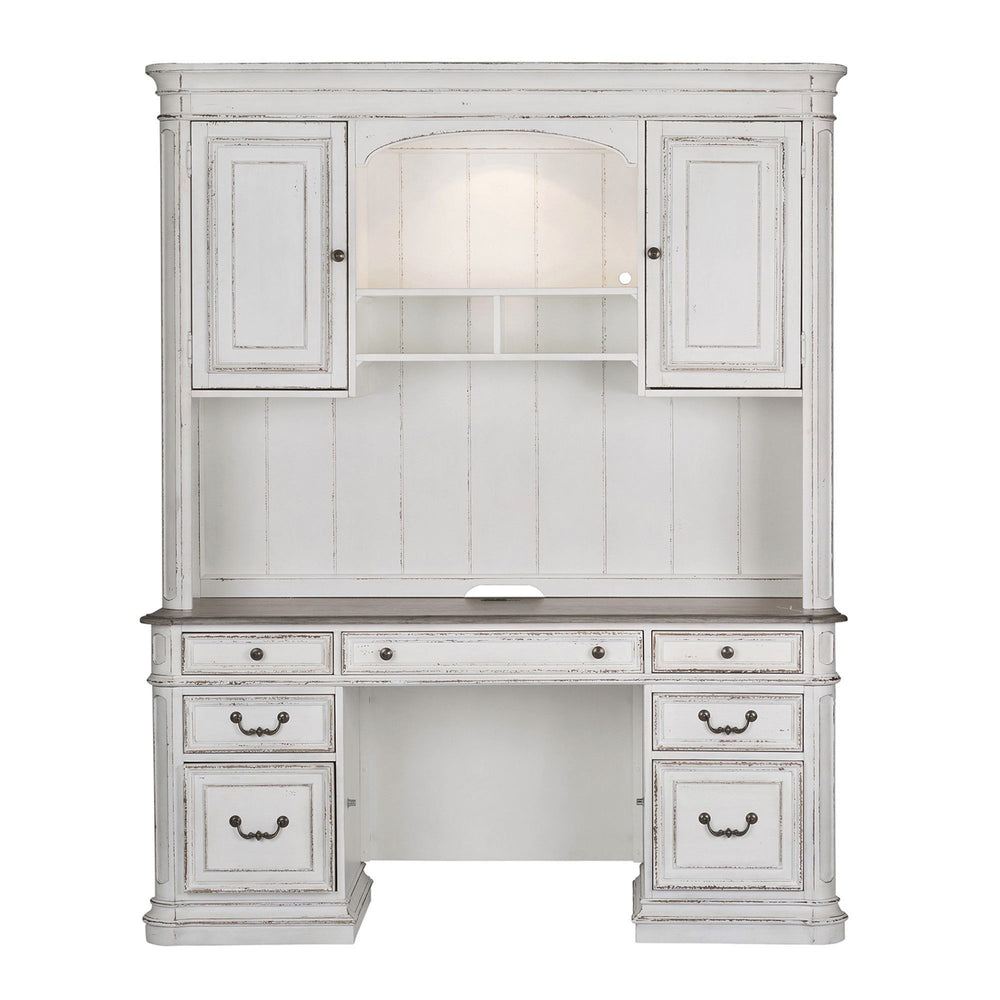 Magnolia Manor - 5 Piece Home Office Set (Complete Desk) - Antique White