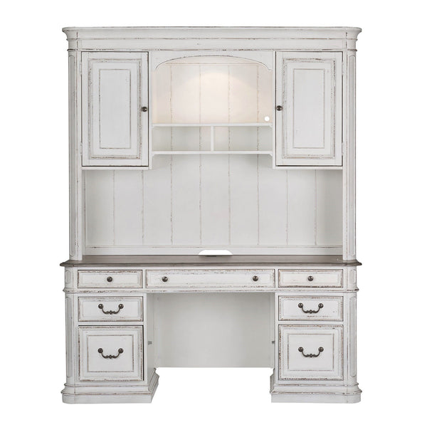 Magnolia Manor - 5 Piece Home Office Set (Complete Desk) - Antique White