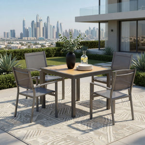 5 Piece Patio Dining Set, Table And Chairs For Outdoor Use - Gray