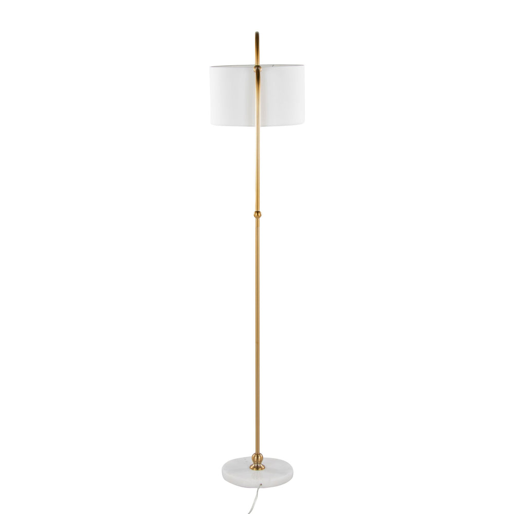 Leslie - Glam / Art Deco Floor Lamp - Gold / White