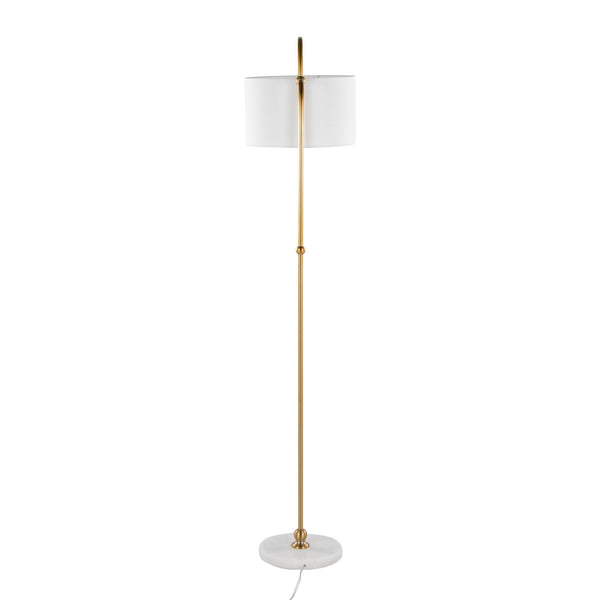 Leslie - Glam / Art Deco Floor Lamp - Gold / White