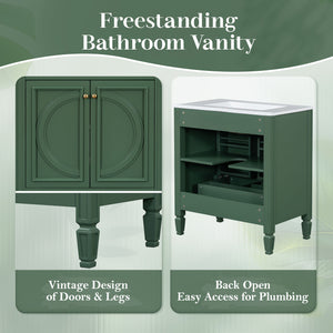 Bathroom Vanity With Sink With 2 Doors And Adjustable Shelf