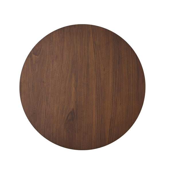 Round Counter Height Dining Table With Thick Rubberwood Legs And Support Beams - Walnut