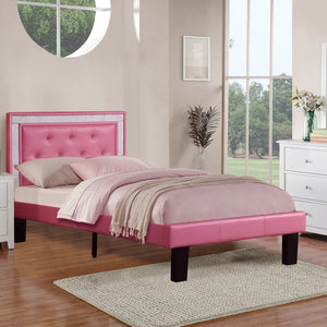 Glamours Style Bed With Diamond Tufted Padded Headboard