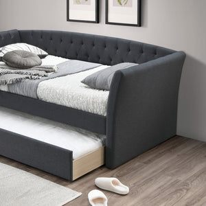 Daybed With Trundle Button Tufted Slat Included - Charcoal