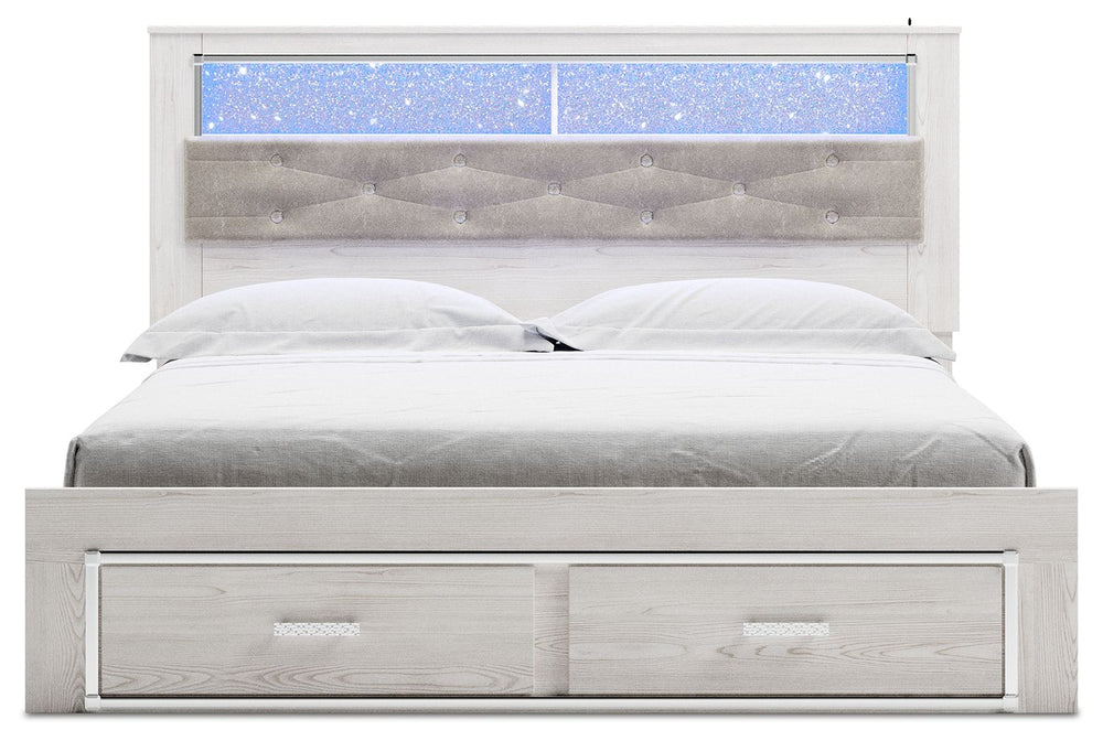 Altyra - King Upholstered Bookcase Bed With Storage - White